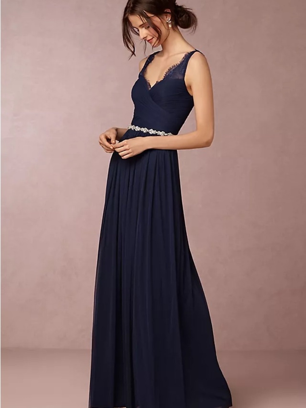 Anthropologie BHLDN Hithero Fleur Dress Navy Size 8 Like New